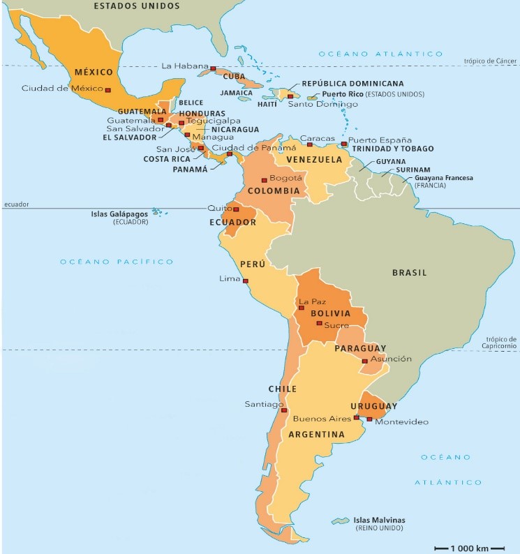 Carte Amerique_latine_et_Caraibes