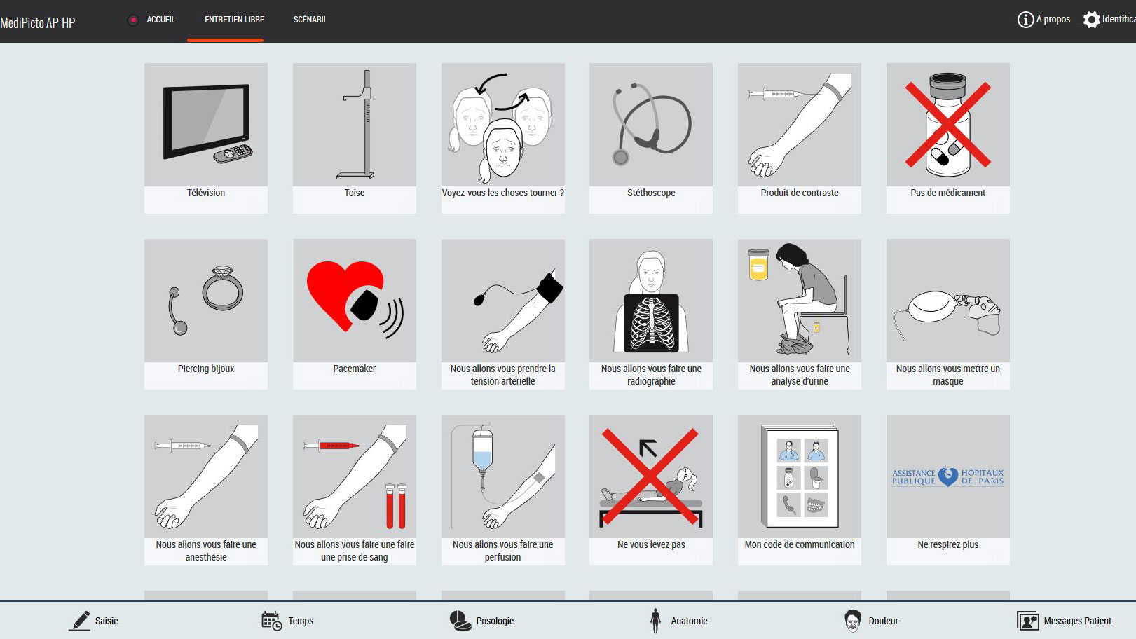 Communication nonverbale patient/soignant (medipicto) APHP