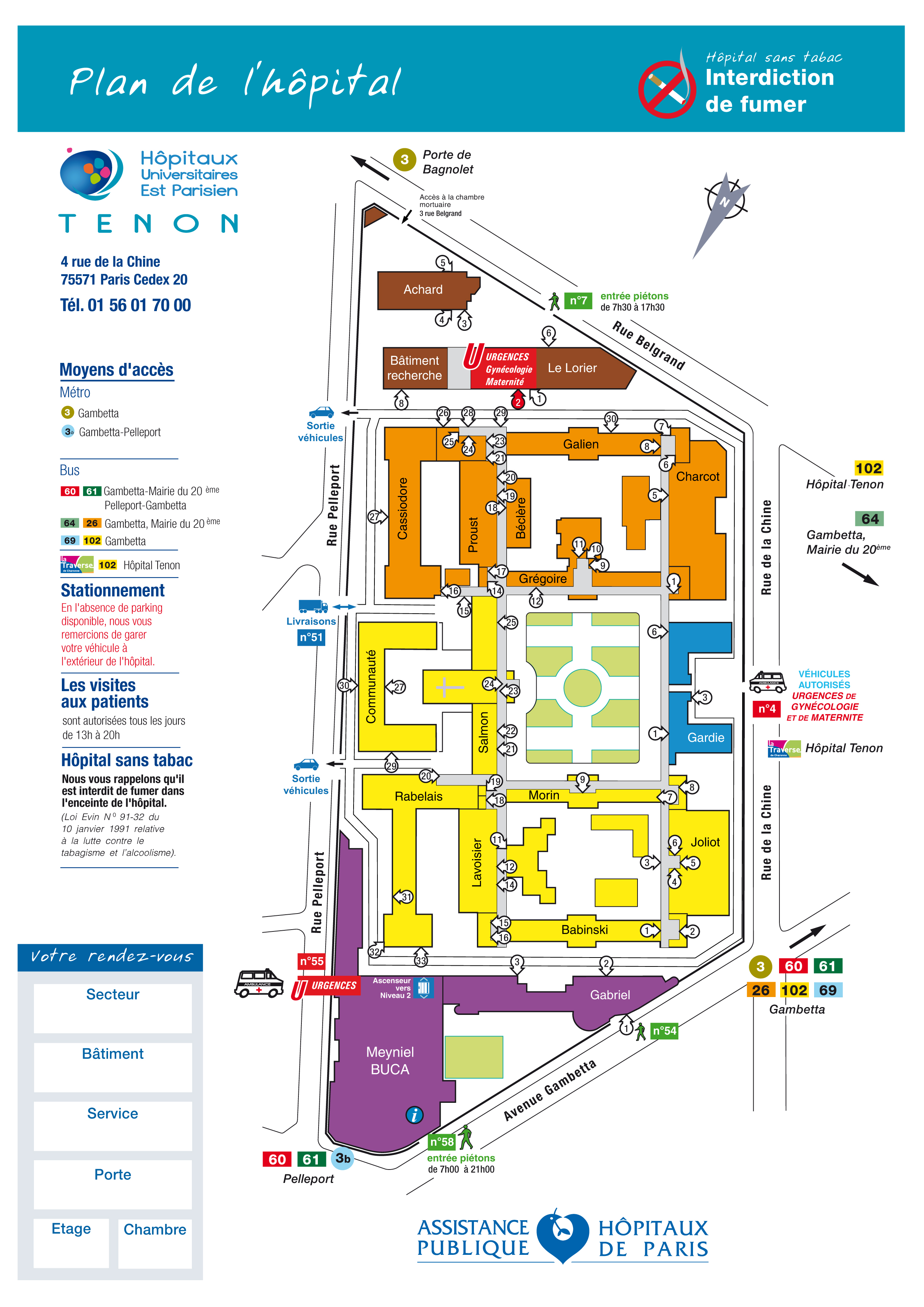 Plan de l'hôpital Tenon