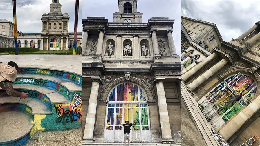 Kongo, légende du graffiti, « fait le mur » au profit des professionnels de l’hôpital Lariboisière AP-HP