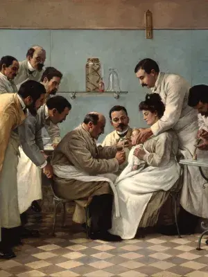 Georges Chicotot, Le Tubage, 1904 , H. 133,50 cm x l. 185,70 cm, huile sur toile, Musée de l’Assistance publique – Hôpitaux de Paris, inv. AP 1497